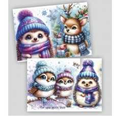Декоративна листівка Hello Winter, картон 7 см на 10 см, 10 шт