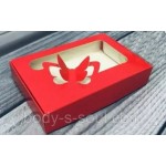 Коробка 15 х 10 х 3 см для пряников Бабочка красная Коробка 15 х 10 х 3 см для пряников Бабочка красная
