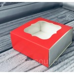 Коробка 80х80х35 мм, красная, окно обычное Коробка 80х80х35 мм, красная, окно обычное