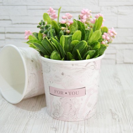 Крафт стакан БЕЗ КРЫШКИ,  FOR YOU розовый мрамор, высота 10,6 см диаметр 11,5 см