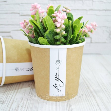 Крафт стакан БЕЗ КРЫШКИ, цвет крафт For you, высота 10,6 см диаметр 11,5 см