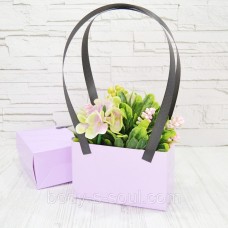 Флористична сумочка колір лаванда, з ручкою, 22 см на 11 см на 12 см