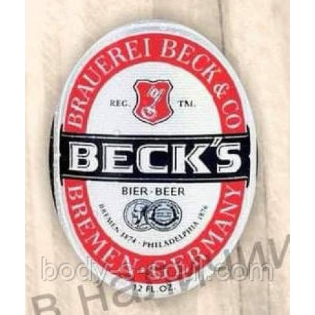 Наклейка для мила Пиво Becks, 5 етикеток на аркуші Наклейка для мила Пиво Becks, 5 етикеток на аркуші