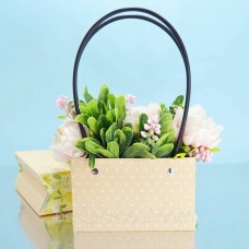 Флористична сумочка персик у горох, з ручкою 16 см на 7 см на 10 см