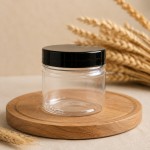 Косметична банка 100 мл,  чорна кришка